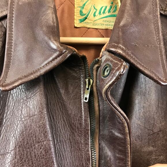 Vintage 1950s Horsehide Motorcycle Jacket Grais Sportswear Chicago Mens M - Picture 3 of 9